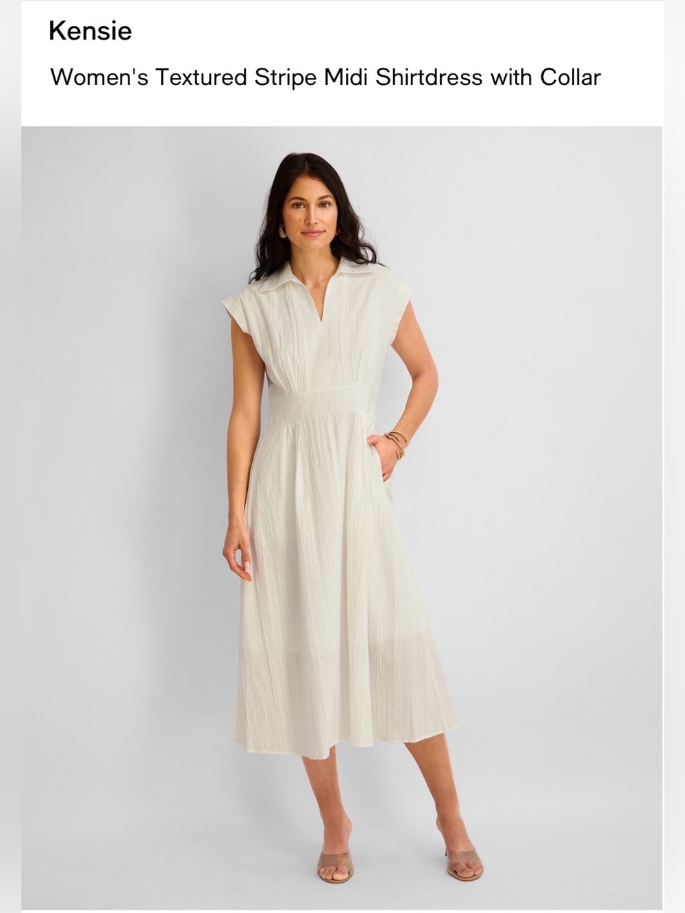 Kensie women’s textured stripe midi shirtdress with collar